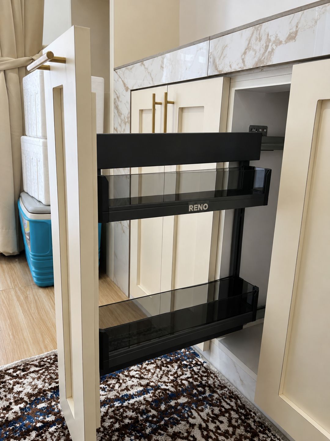 Tall tower housing built-in oven and microwave