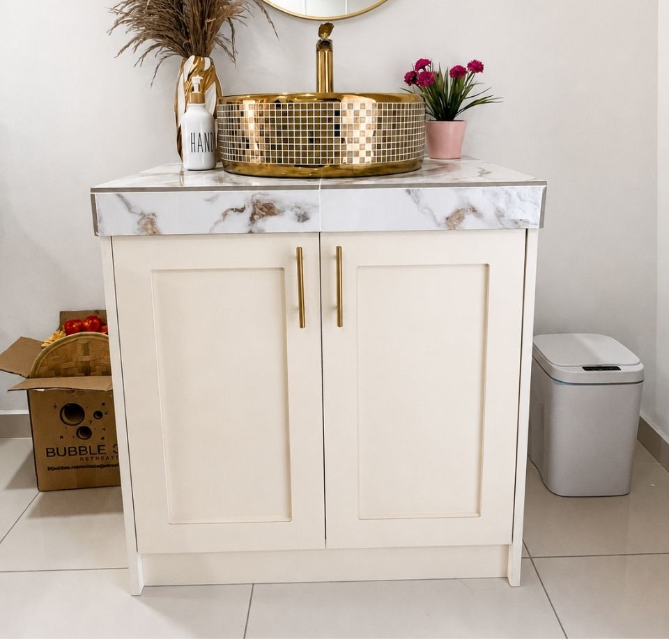 Custom shaker cabinet with marble counter, Pramu Jaya